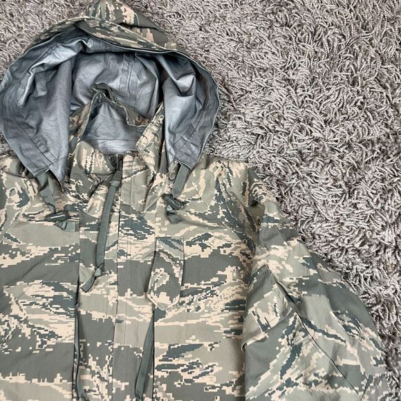 Air Force Parka Mens Medium Camouflage Camo Tiger Stripe APECS Nylon M Green - Picture 4 of 13